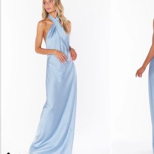 Steel Blue formal halter neck dress